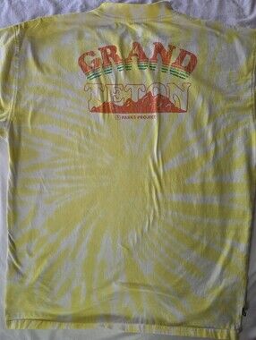 Grand Teton National Park Yellow Tie Dye T Shirt Parks Project Men's Size XL EUC